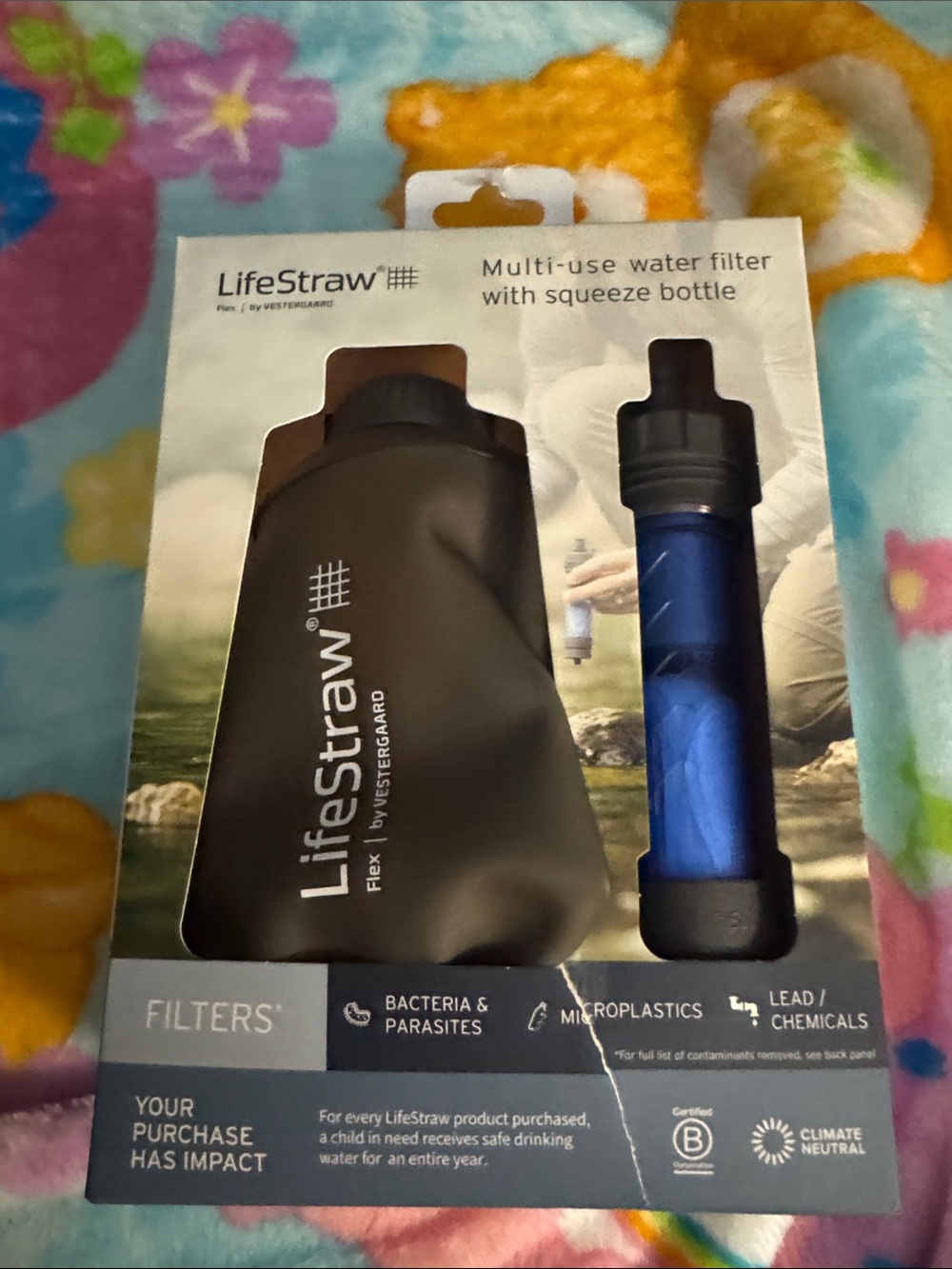 LifeStraw Multi-Use Water Filter with Squeeze Bottle - Black & Blue